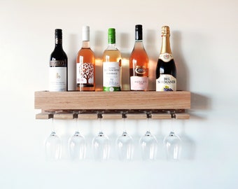 Wine Rack - Wall Wine Rack, Fathers Day Gift, Bar Shelf, Wine Holder, Rustic Wine Rack, Wine Shelf