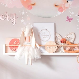 Étagère pour chambre d'enfant en blanc (chevilles rondes, bois de pin, 1 pièce seulement) - étagère à livres pour enfant, étagère pour enfants, étagère blanche, cadeau pour enfants