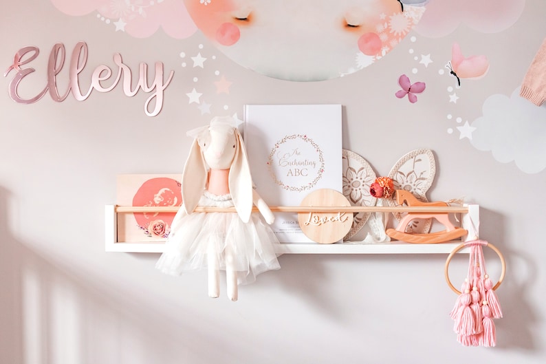 Nursery Bookshelf in White round Peg Across Pine Wood Etsy