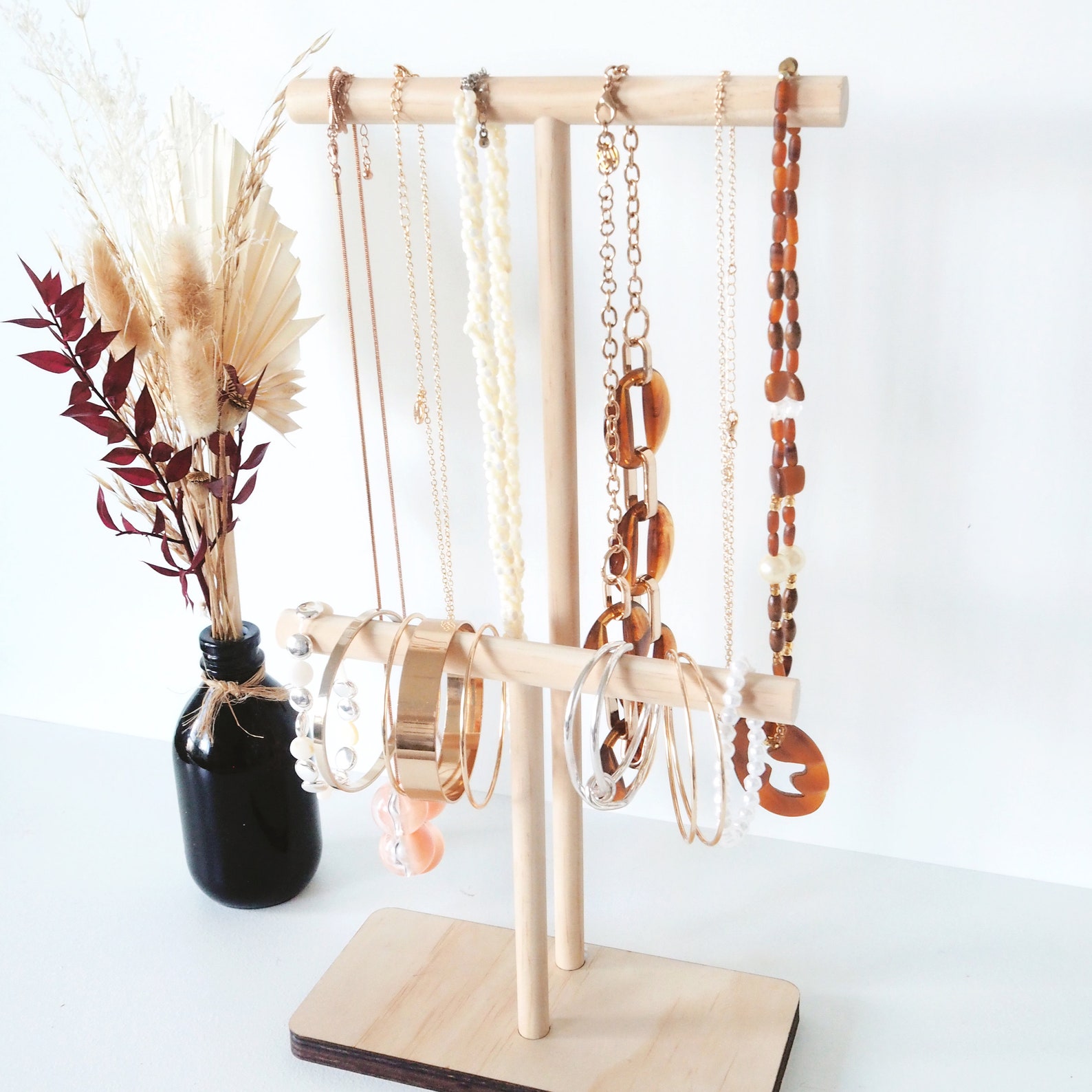 Wooden Jewellery Stand Jewellery Organizer Necklace Holder Etsy