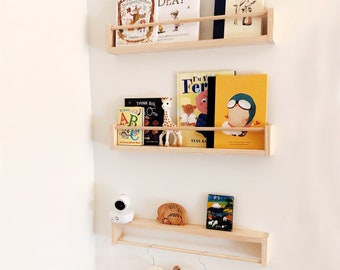 Kinder Bücherregal und Kleiderständer Set - Kinderzimmer Kleiderständer und Bücherregal, Baby Holz Kleiderbügel, Kinder Bücherregale, Kinderzimmer Dekor