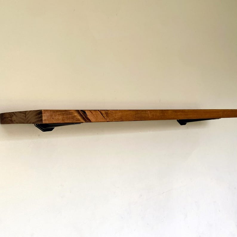 Walnut Brown Floating Shelf, Rustic Pine Wall Ledge, Chunky Timber ...