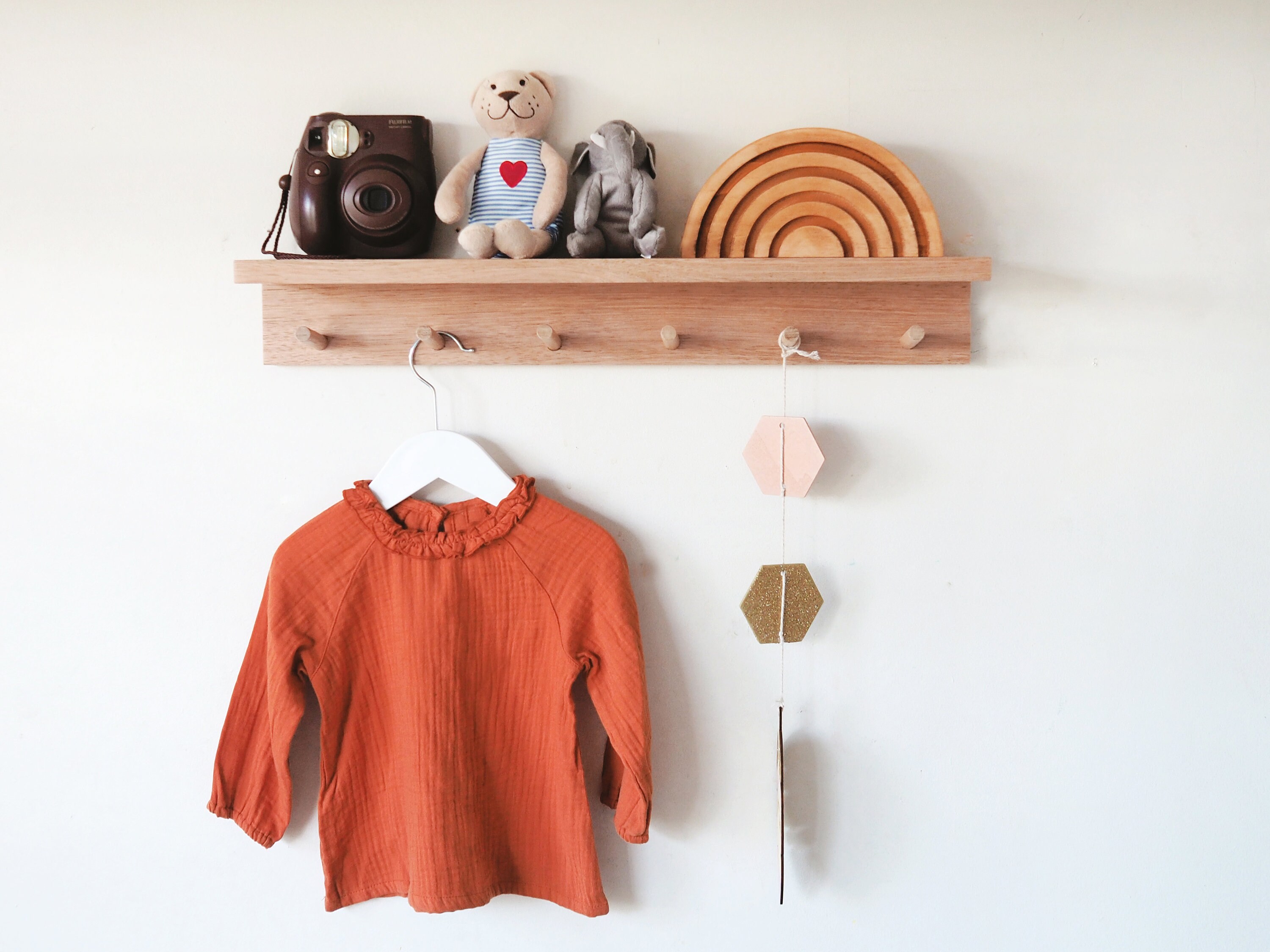 Wall Coat Rack with shelf Kids nursery shelf Peg rail Peg Etsy