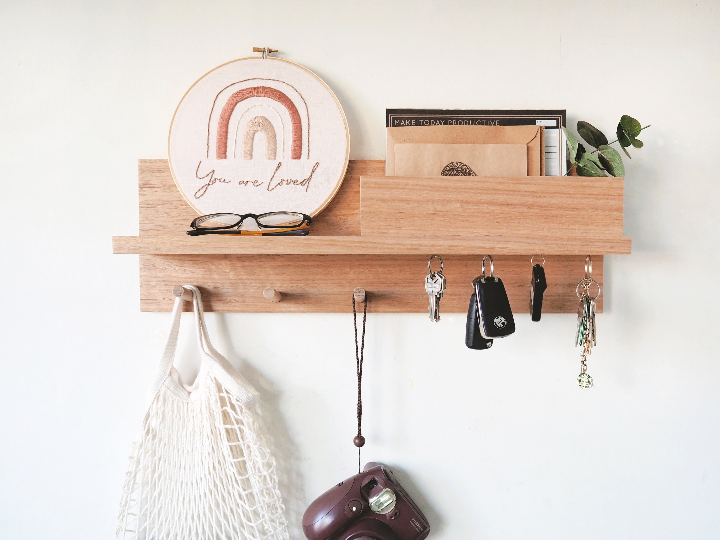 Coat Rack Wall Mount Shelf With Hooks Key Holder For Wall - Temu