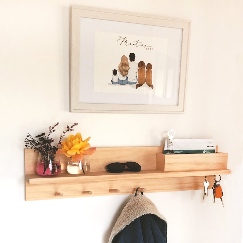 Entryway Organizer Wall All In One Coat Rack Wall Mount, Entryway Organization, Entryway Shelf, Mail and Key Holder, Housewarming gift image 3