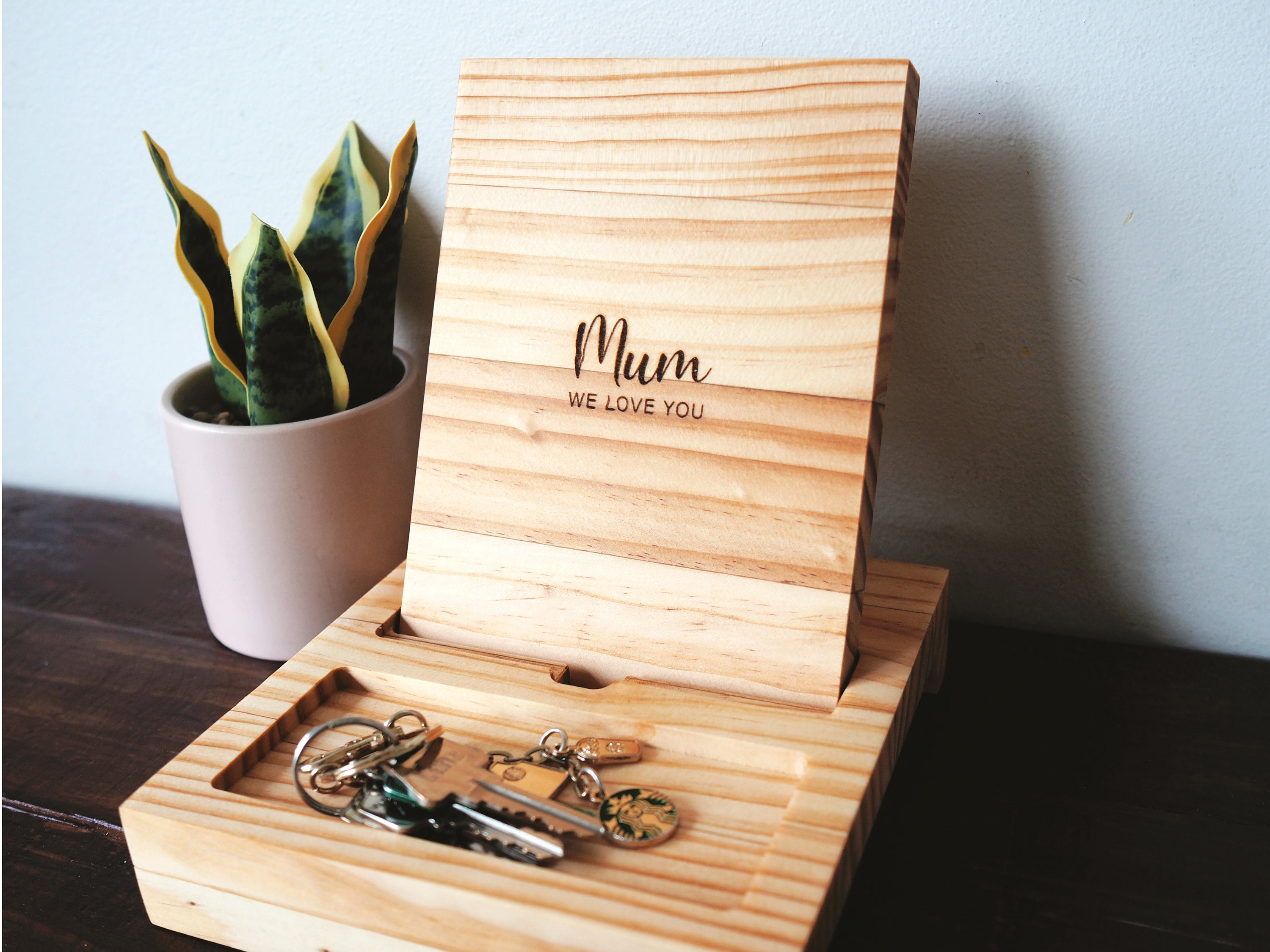 Phone Charging Station With Dish Tray Father S Day Gift Phone Stand Phone Dock Iphone Charger Nightstand Organiser Grandparents Gift