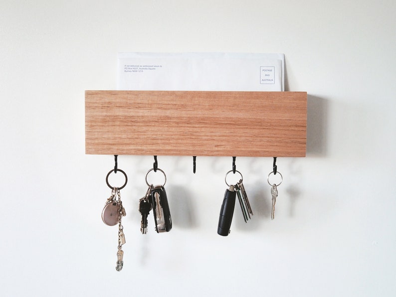 Mail and Key Holder in Oak Wood 30cm Personalised Etsy