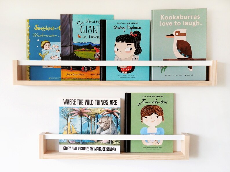 Kids Wall bookshelf with flat peg pine wood Floating Etsy