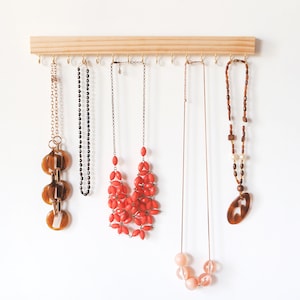 Necklace holder (Pine Wood) - Gift For Mum, Wooden necklace organiser, Jewellery holder, Necklace display hanger, Wall mount necklace holder