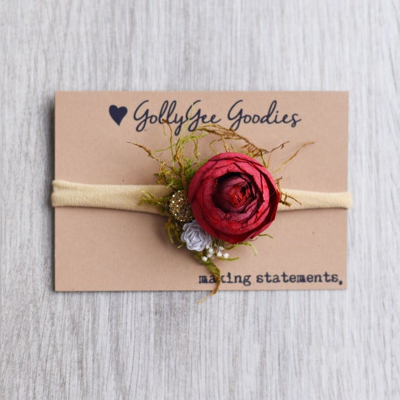 Red, Gold & White Newborn Headband | Baby Photography  display picture 1