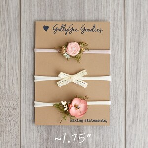 Delicate Newborn Peach Headband Set | newborn photography | newborn headband | newborn photo shoot bow | delicate newborn bow | peach pink image 2