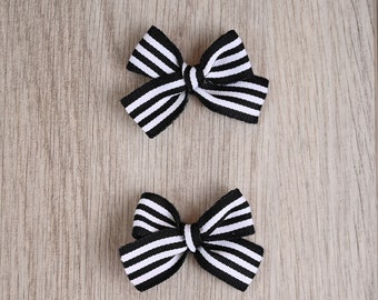 Black & White Ribbon Bows | girl bow | pigtail bows | headband | alligator clip | toddler bow | matching bows | simple bows | stripe bows