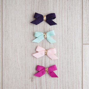 Simple Felt bows | headbands | alligator | snap clips | 4 pack small | newborn gift | toddler bow | birthday gift | baby shower gift | gift