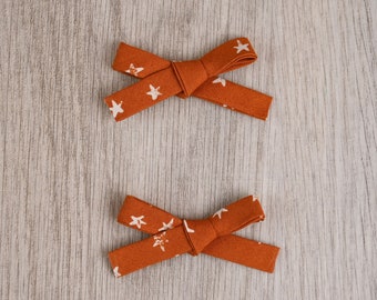Orange Star Bows | girl bow | pigtail bows | fall bows | alligator clip | toddler bow | matching bows | orange bow | 2 bows | dark orange