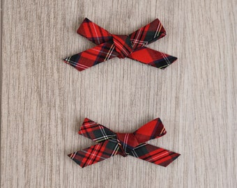 Red, Green & Black Plaid Bows | girl bows | ribbon bow | headband | pigtails bows | toddler bows | holiday bows | plaid | christmas bows