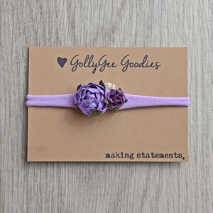 Newborn Purple Peony Headband | newborn photography | nylon headband | delicate bow | purple newborn bow | periwinkle bow | flower headband