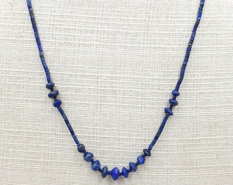 Unpolished Natural Lapis Lazuli Stone Handicraft Beautiful Beaded Necklace From Afghanistan
