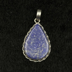 Vintage Handmade Sterling Silver Natural Lapis Lazuli Stone Unique Pendant