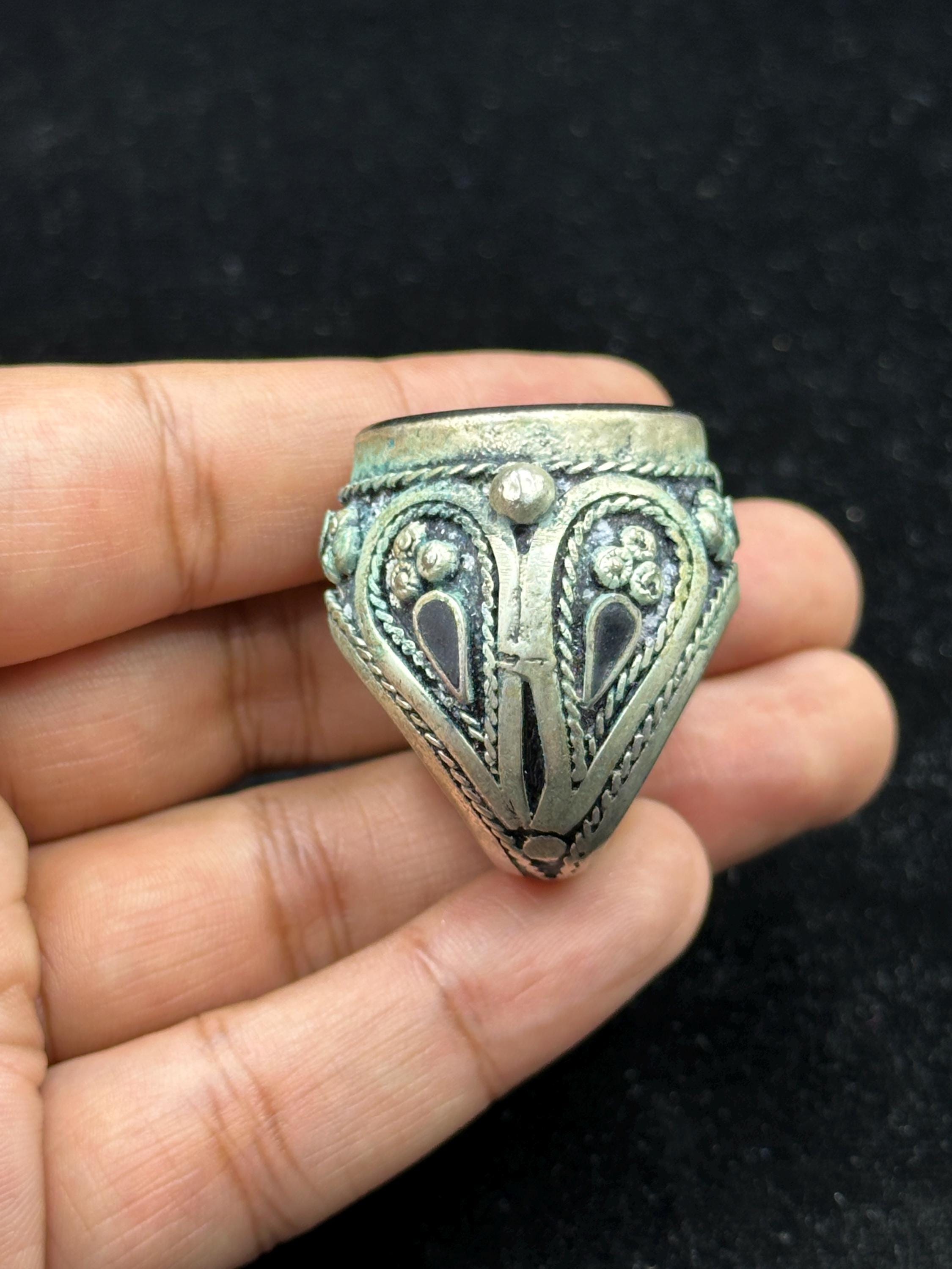 Rare Old Afghanistan Ring With Black Agate Stone, Size 8.5 - Etsy