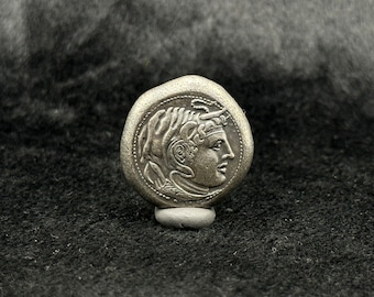 Moneda de Alejandro Magno, Macedonia antigua, bañada en plata