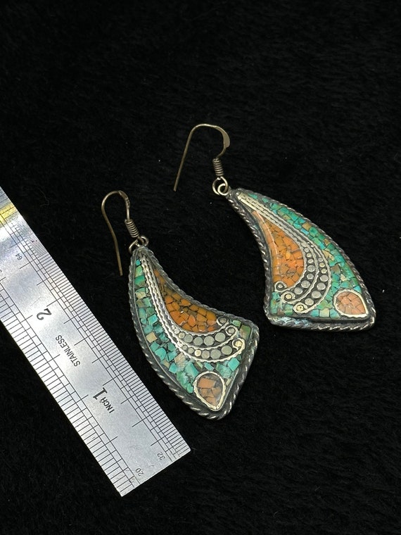 Vintage Tibetan Nepalese Beautiful Earring With N… - image 3