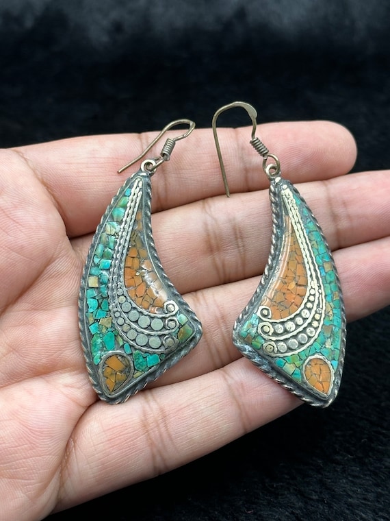 Vintage Tibetan Nepalese Beautiful Earring With N… - image 4