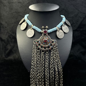 Rare Vintage Boho Kuchi Banjara Tribal Afghan Handmade Beautiful Necklace
