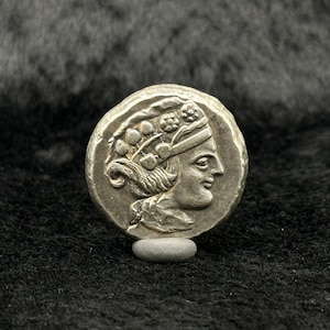 Immaculate Rare Beautiful Ancient Greek Empire Silver Plated Unique Big Coin