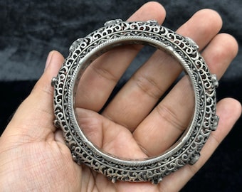 Bracciale Bangle Bambu in Argento Sterling 925 Diametro 7 cm