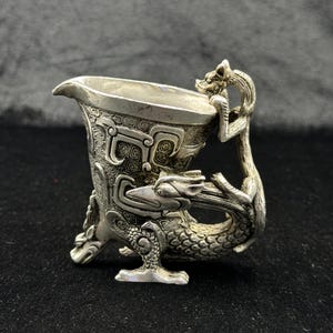 Silver Ancient Near Eastern Parthian Empire Rhyton In Form of Animals