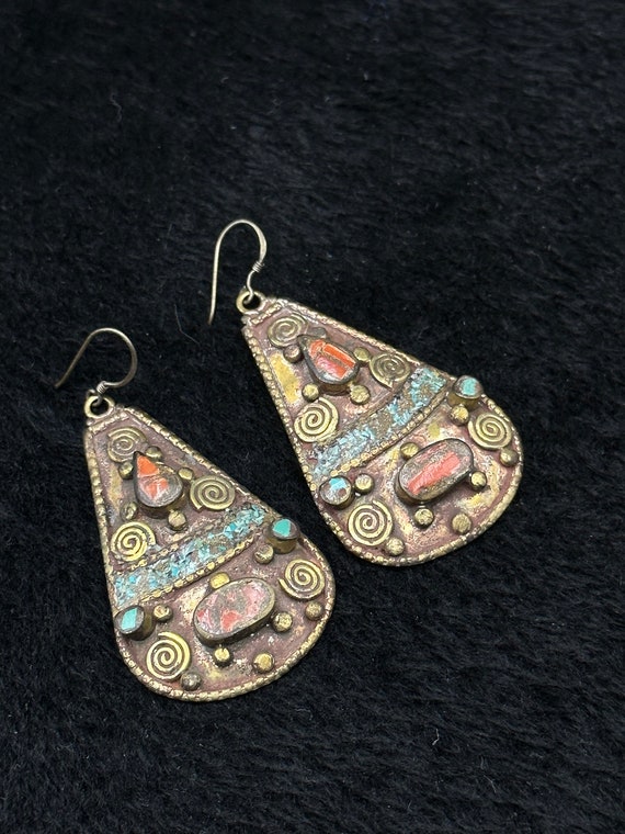 Vintage Tibetan Nepalese Beautiful Earring With N… - image 3