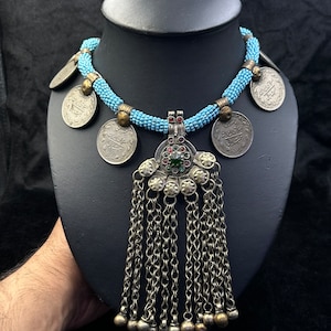 Rare Vintage Boho Kuchi Banjara Tribal Afghan Handmade Beautiful Necklace