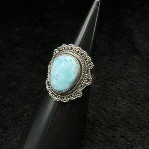 Beautiful Vintage Sterling Silver Handmade Ring With Natural Larimar Stone