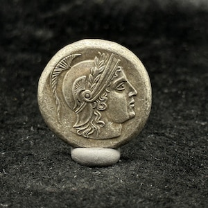 Ancient Greek Coin Drachma Silver Plated Unique Big Coin