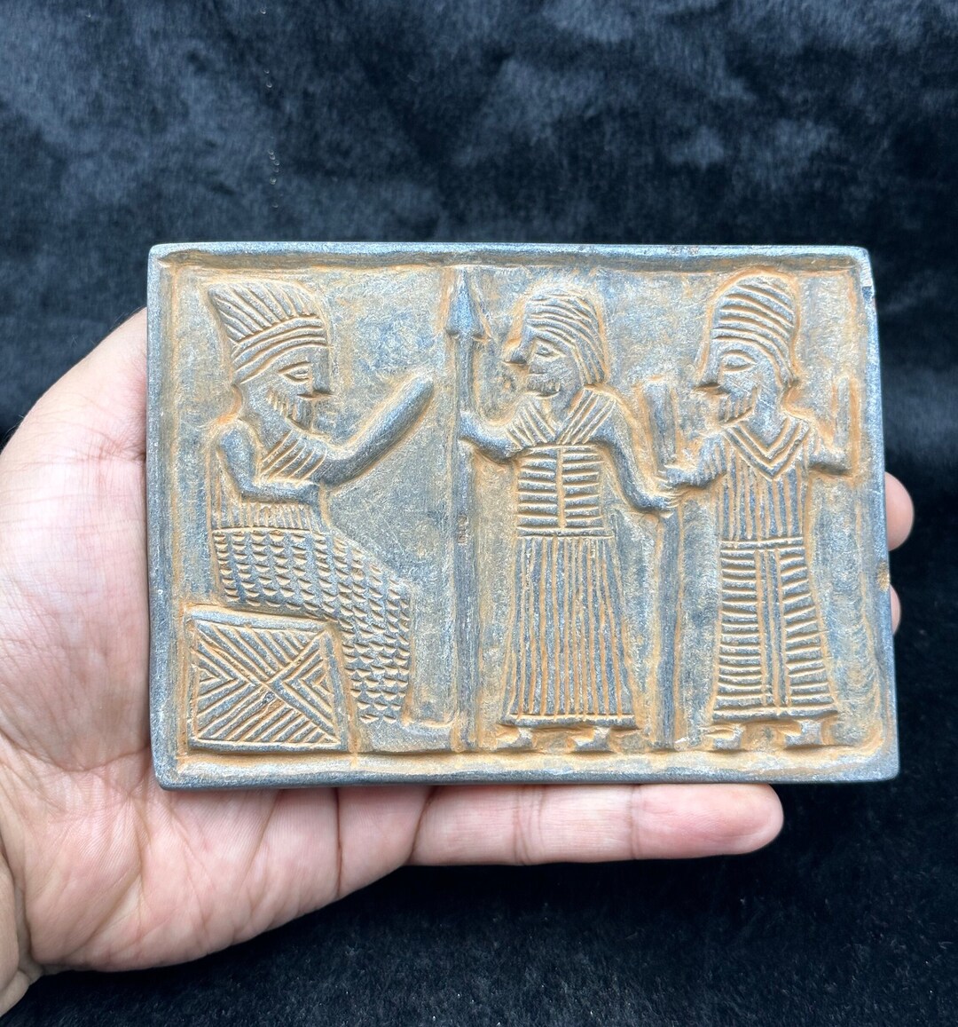 Ancient Sassanian Rare Authentic Stone Tablet With King and Servant ...