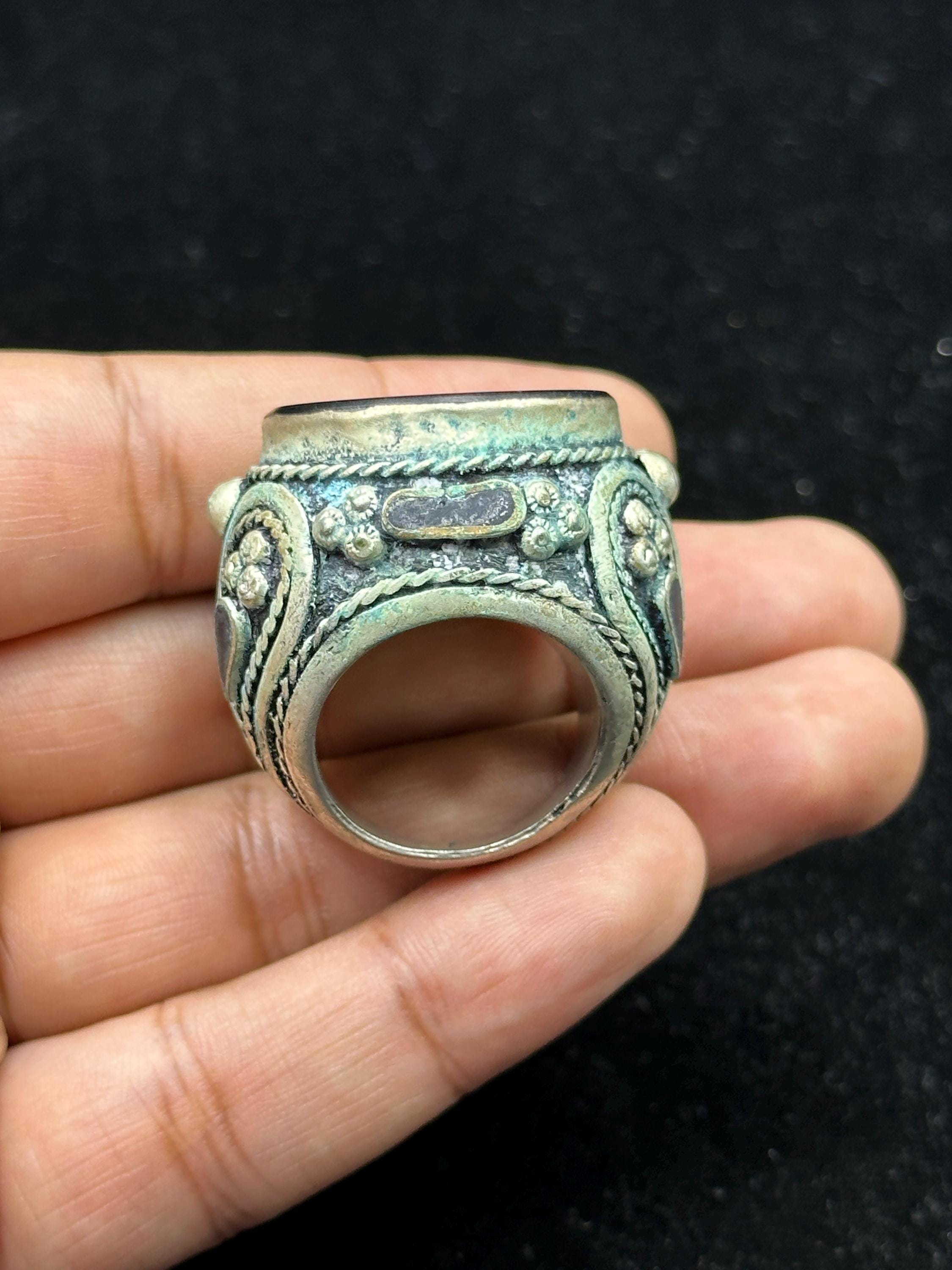 Rare Old Afghanistan Ring With Black Agate Stone, Size 8.5 - Etsy