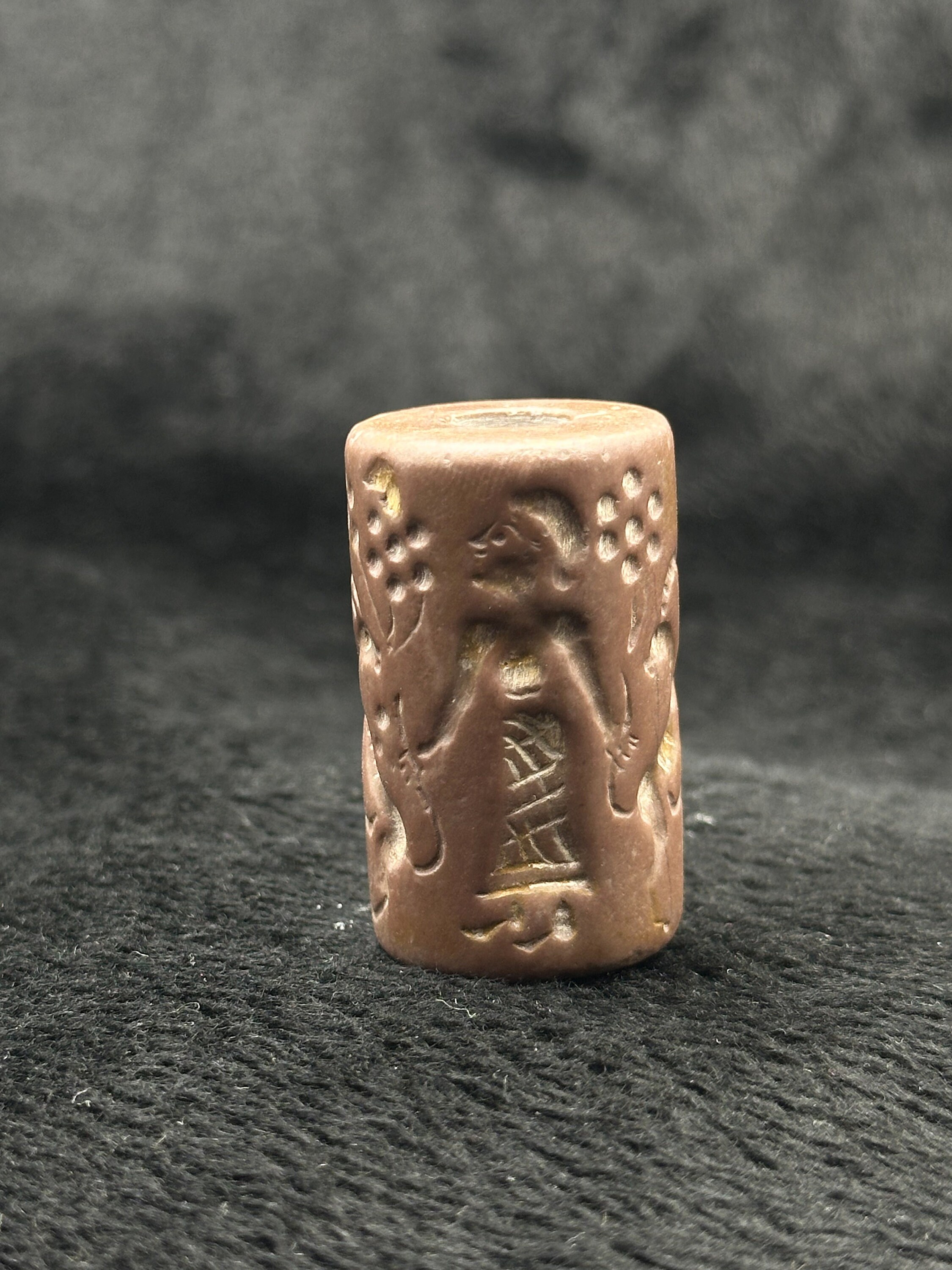 古代シュメールの円筒印章、ジャスパーストーン、バビロンインタリオ
