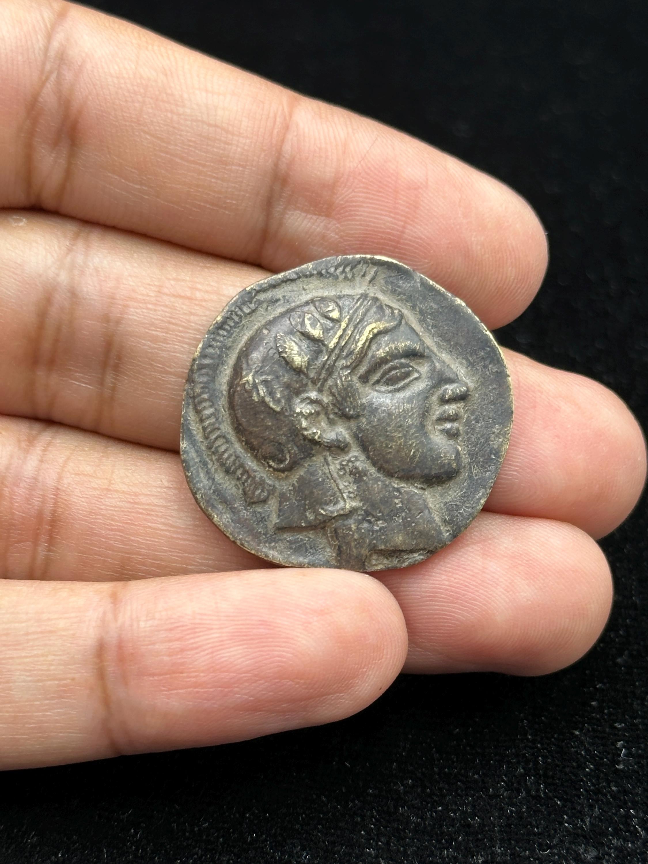 Authentic Good Condition Ancient Greek Bronze Attica Owl Tetradrachm Coin Circa 440-404 BC