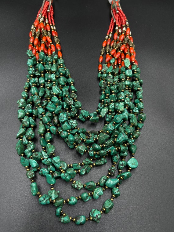Amazing Unique Handmade Tibetan Old Necklace With… - image 5
