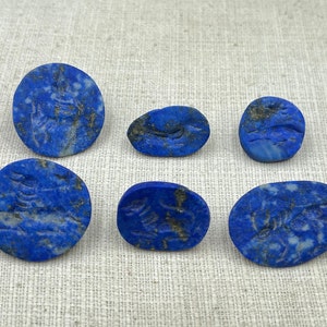 Lot 6 Stück Orientalische Antike Einzigartige Lapislazuli Intaglio Wundervoller Stempel Anhänger