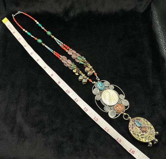 Unique Tibetan Vintage Necklace With Natural Turq… - image 7