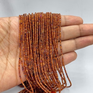 2mm Natural Good Quality Hessonite Garnet Stone Faceted Strands For Jewelry Making Loose Beads