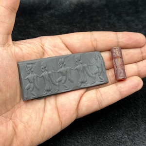 Carnelian Stone Ancient Cylinder Seal Stamp Bead Babylon Intaglio Roll Beads