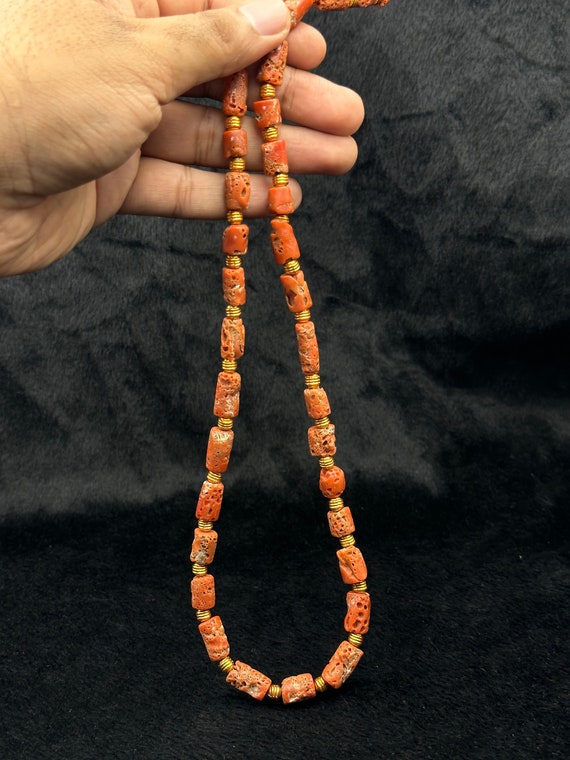 Ancient Beautiful Red Natural Coral And 18k Gold … - image 4