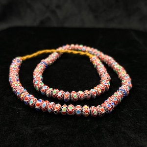 Vintage Venetian Old Trade African Multi Color Glass Chervons Unique Beads Necklace African Necklace