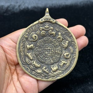 Antique Beautiful Tibetan Brass Handmade Lucky Amulet Pendant