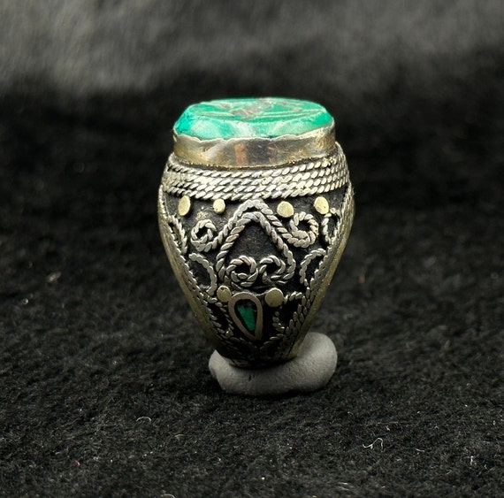 Very Old Solid Silver Rare Old Ring With Deer Int… - image 2