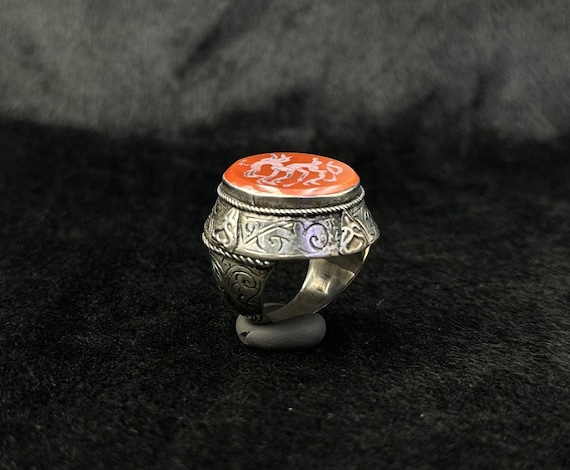 Huge Ancient Solid Silver Near Eastern Ring With … - image 1