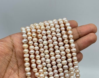 6mm Natural Good Quality Genuine Freshwater Pink Pearls Strands For Jewelry Making