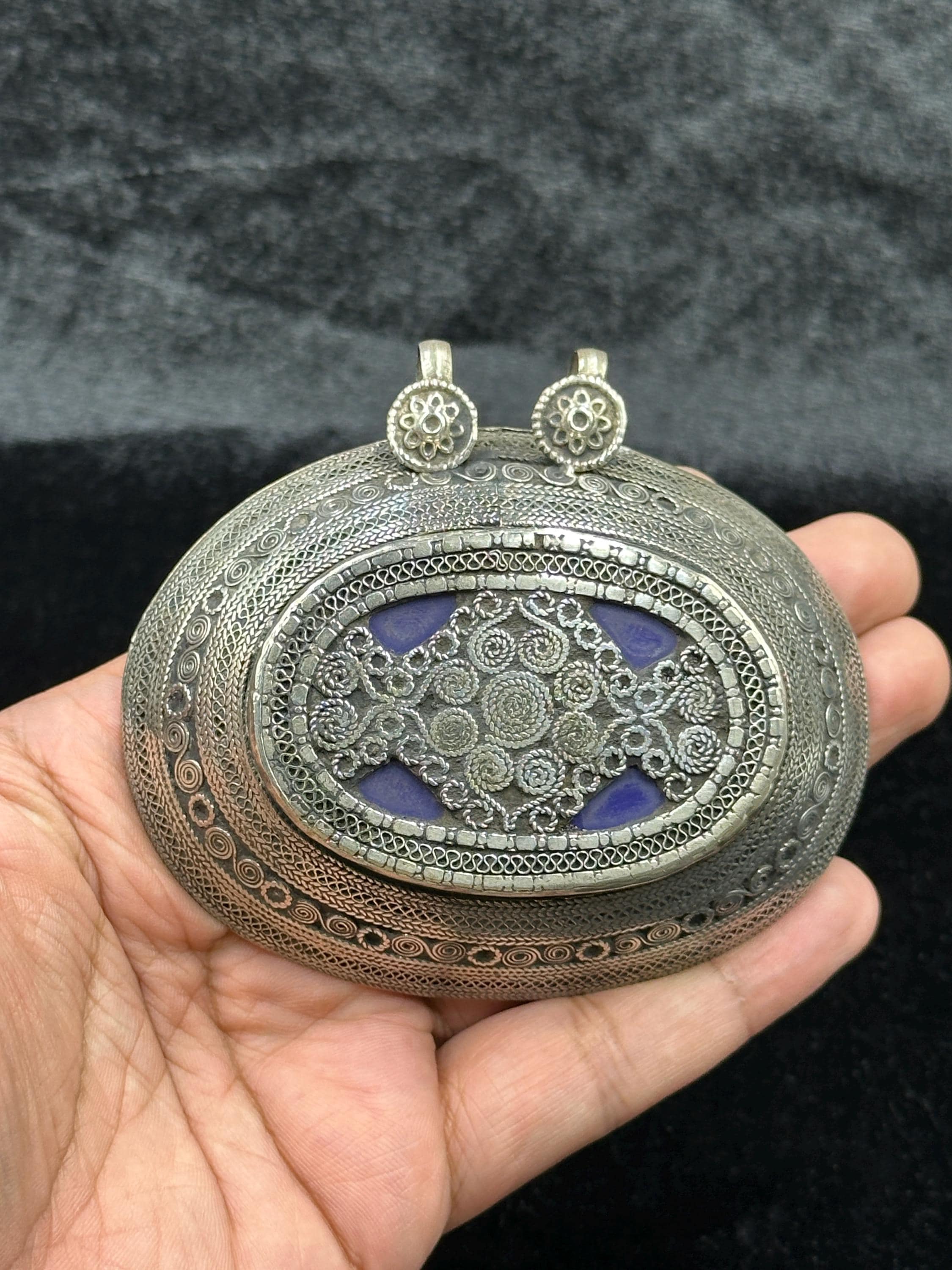 Vintage Silver Kazakhi Turkmen Tribal Pendant With Blue Glass - Etsy